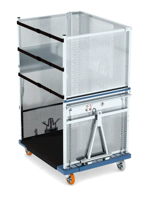 Roll container LKE con paredes laterales de chapa perforada